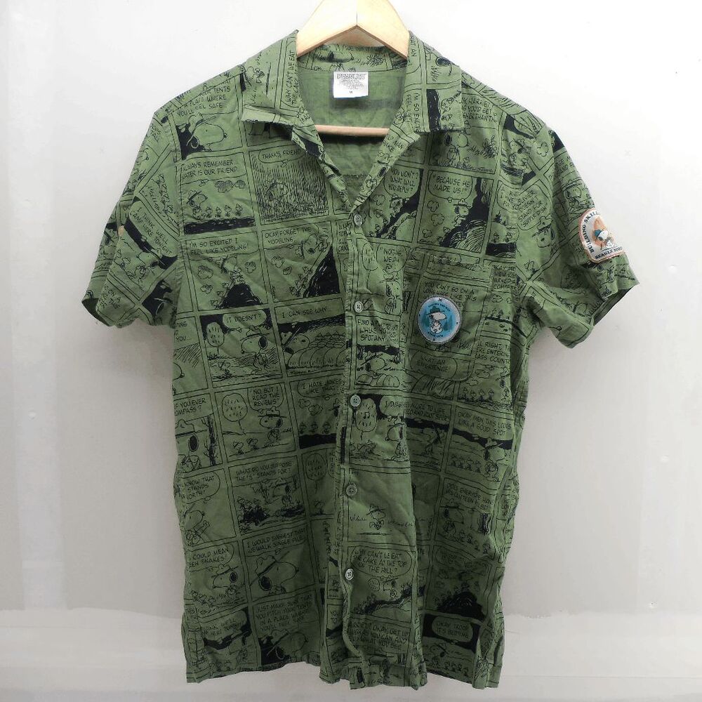 Peanuts Beagle Scout Collection 50TH anniversary Button up Camp Shirt‎ Mens M